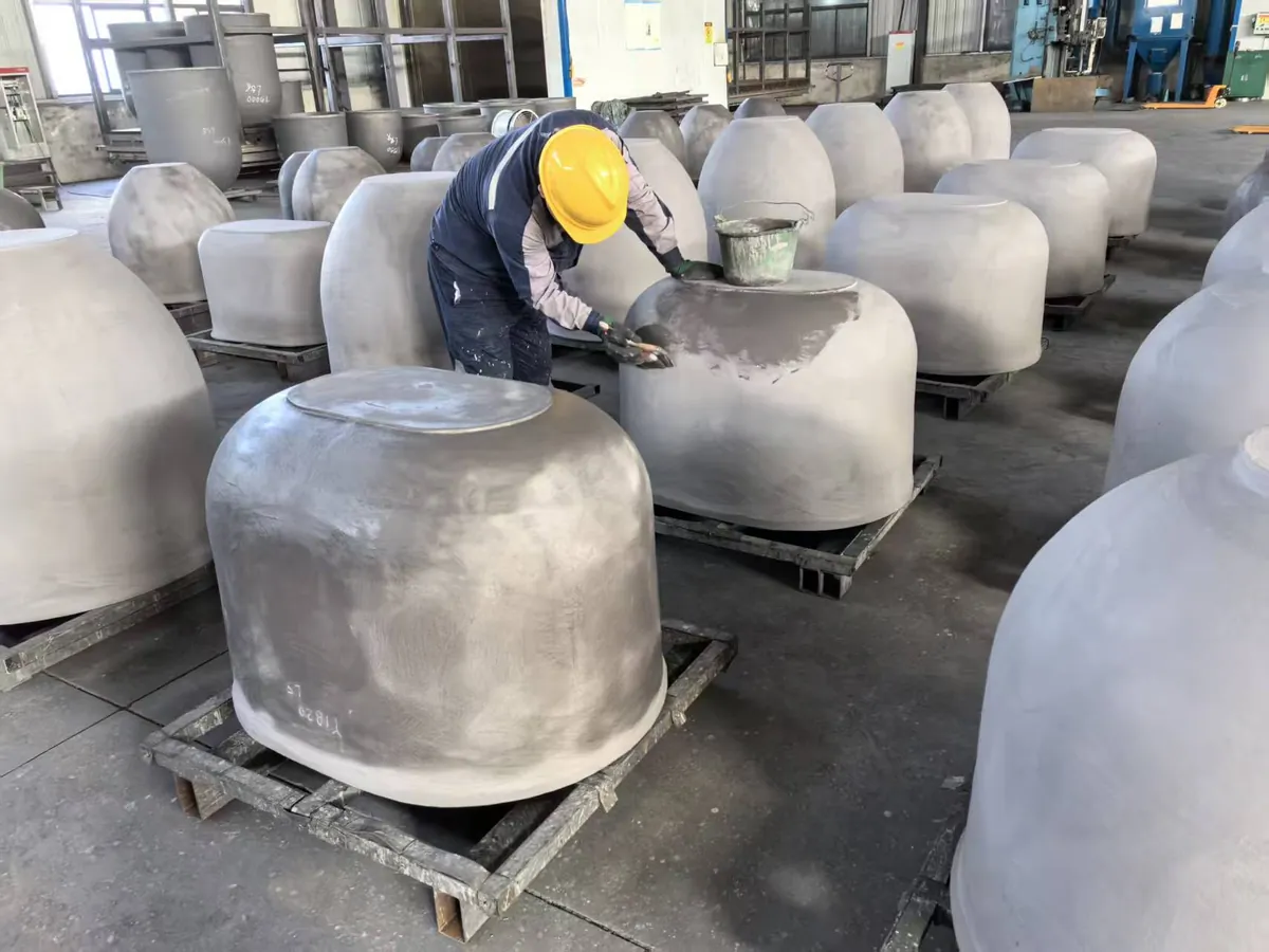 Finished silicon carbide crucibles after sintering